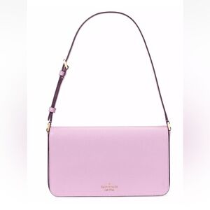 New Kate Spade Staci Flap Shoulder Bag Saffiano Leather Berry Cream